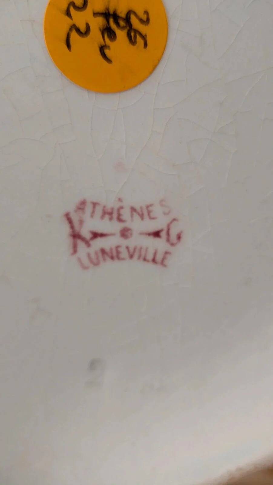 Antique toilet bowl Kg Lunéville Athens model red decor – large size