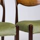 Pair of chairs Model No 71 by Niels Møller in teak and moss green velvet, 1960.