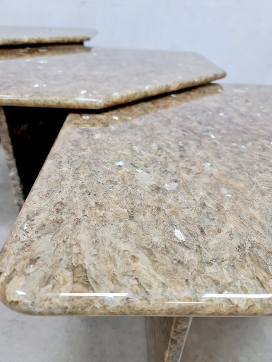 Vintage Italian marble low pull-out table