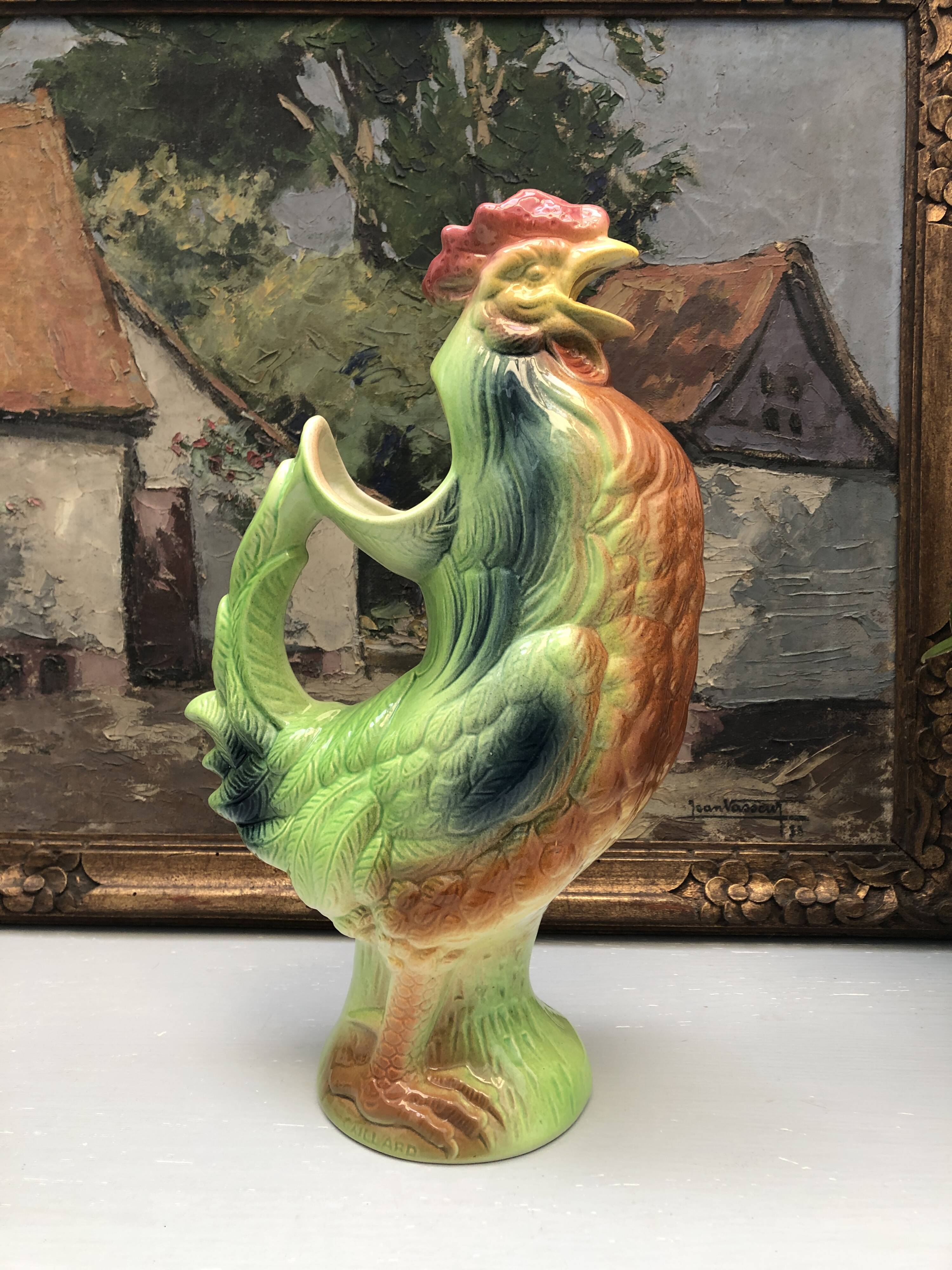 Pichet carafe COQ en barbotine France