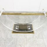 Vintage lucite and brass dining table, 1970s
