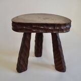 Pair of wooden tripod stools