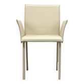 Beige leather chair with armrests