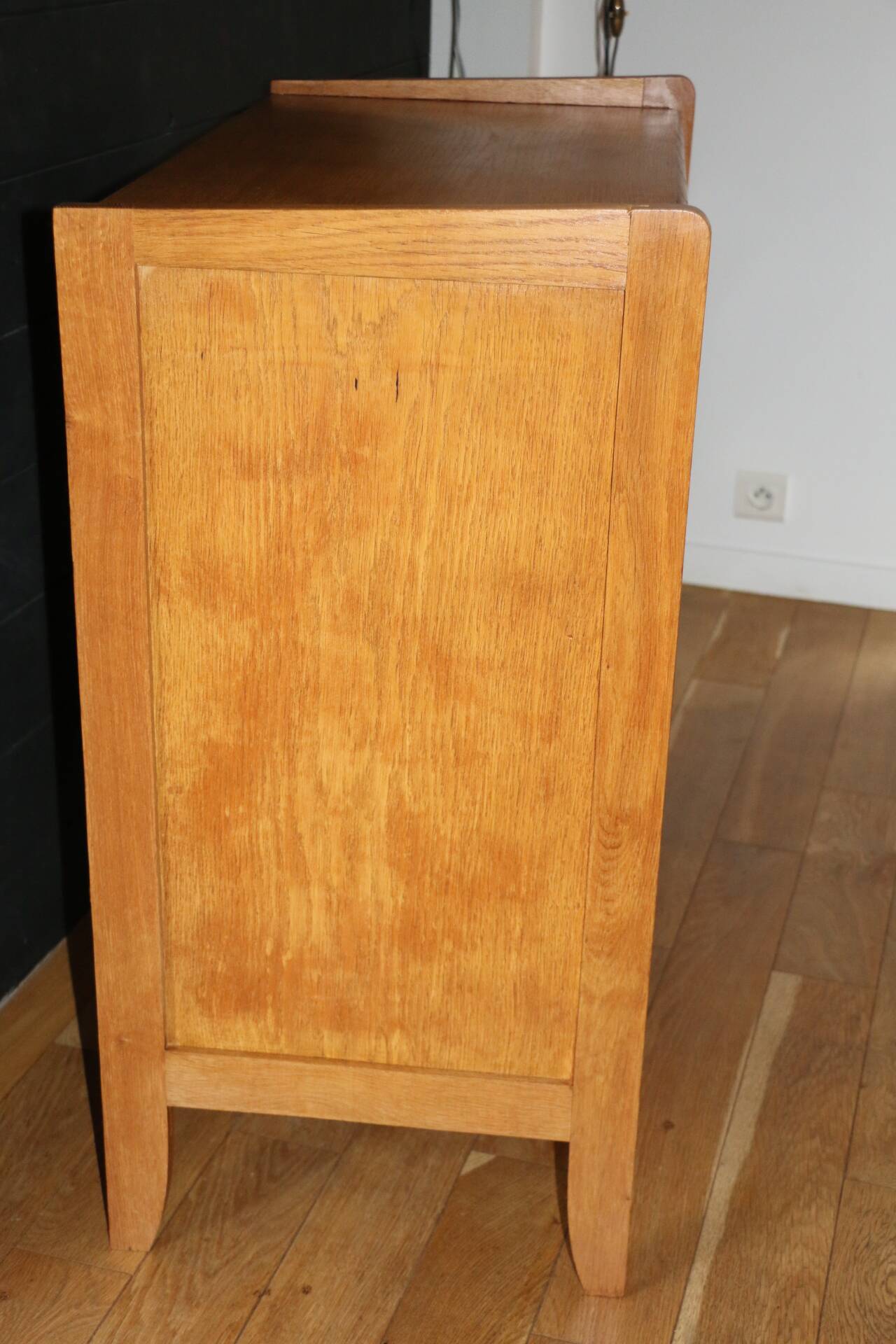 Chest of drawers with 4 drawers, light oak, 1960.