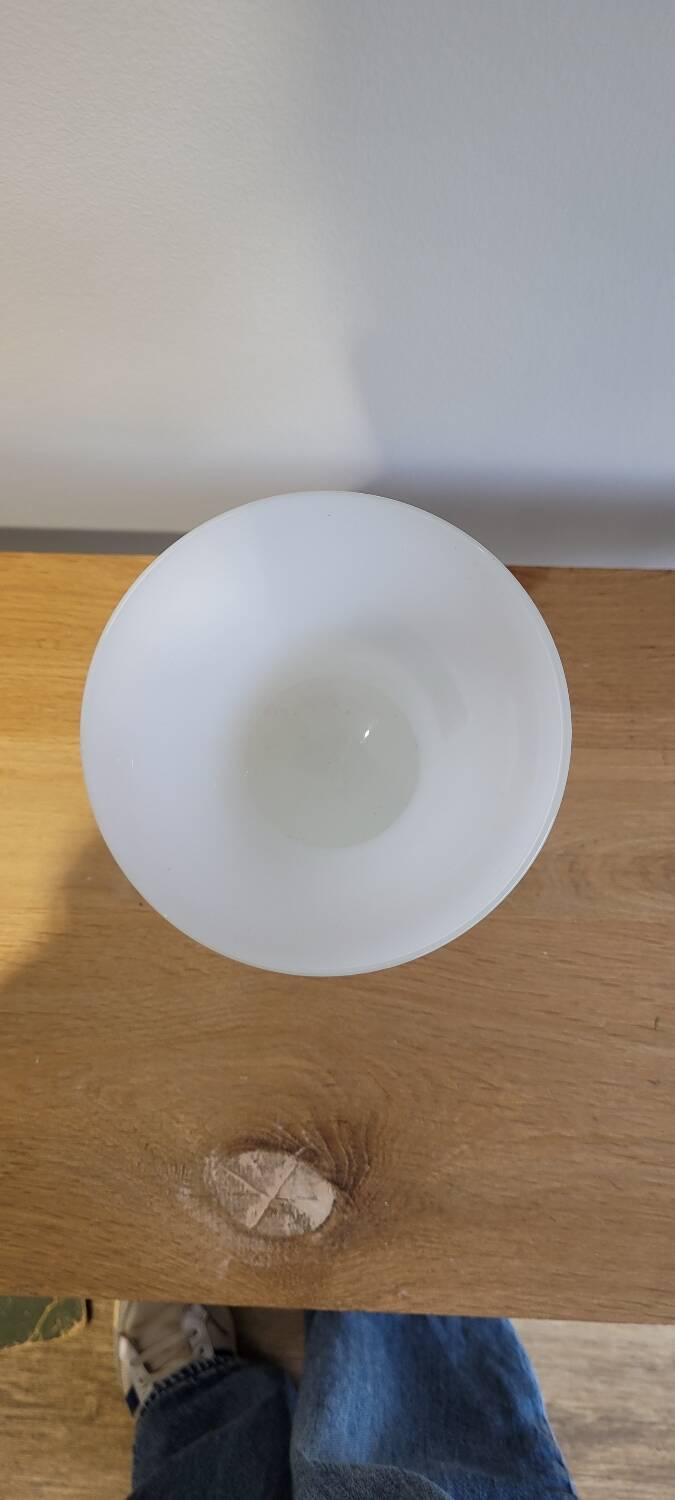 White opaline cut vase