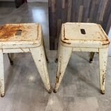 Authentic pair of Xavier Pauchard industrial Tolix metal stools 50