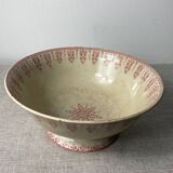 Antique salad bowl in Giens porcelain, iron earth
