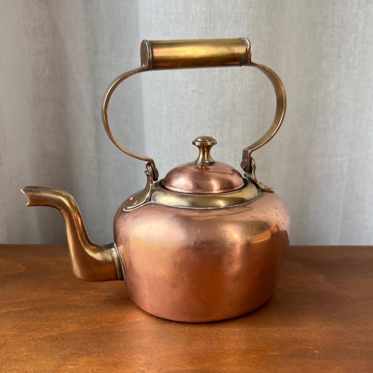 Small copper and brass teapot