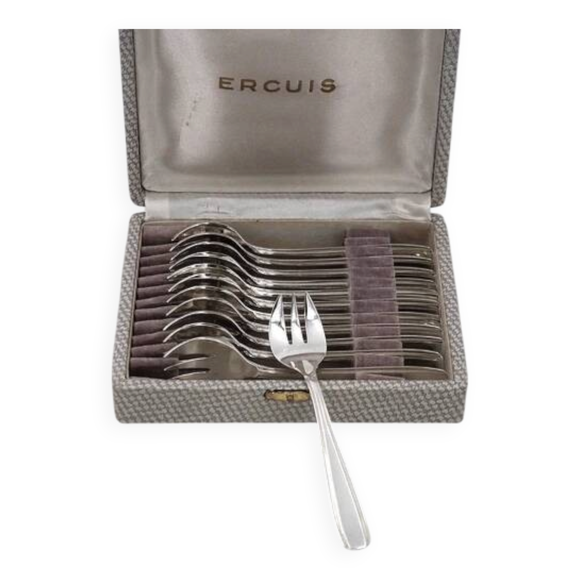 12 Art Deco oyster forks Ercuis in silver-plated metal
