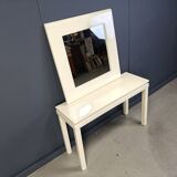 Console française vintage en bois laqué avec miroir, années 1980