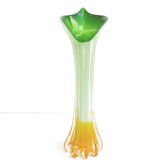 Vase soliflore en verre soufflé forme fleur vert et orange