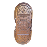 Table Basse Ancienne Guyane Bois Exotique Sculpté Pieds Pliables Vinta