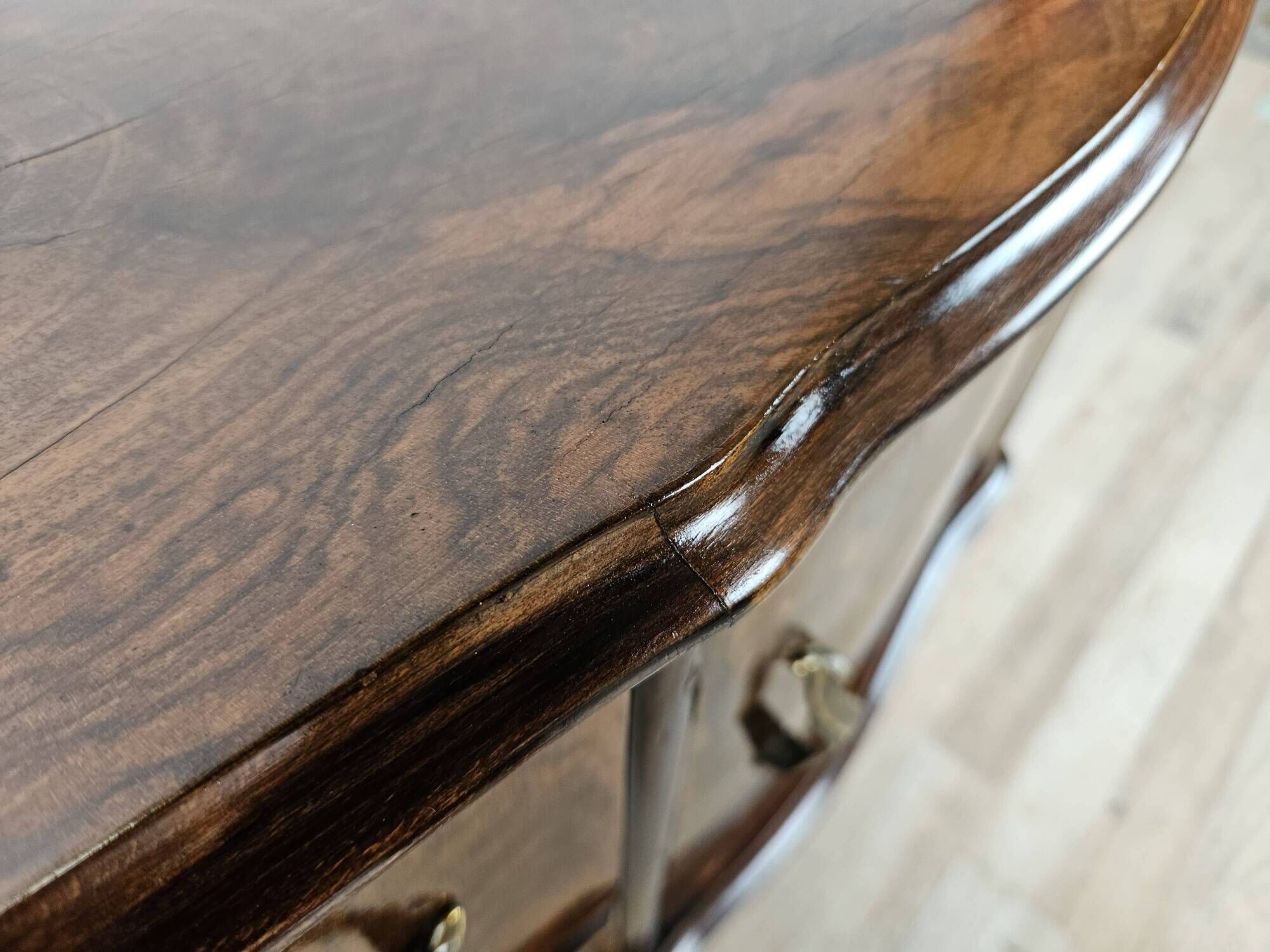 Chippendale walnut burl vanity, 1940