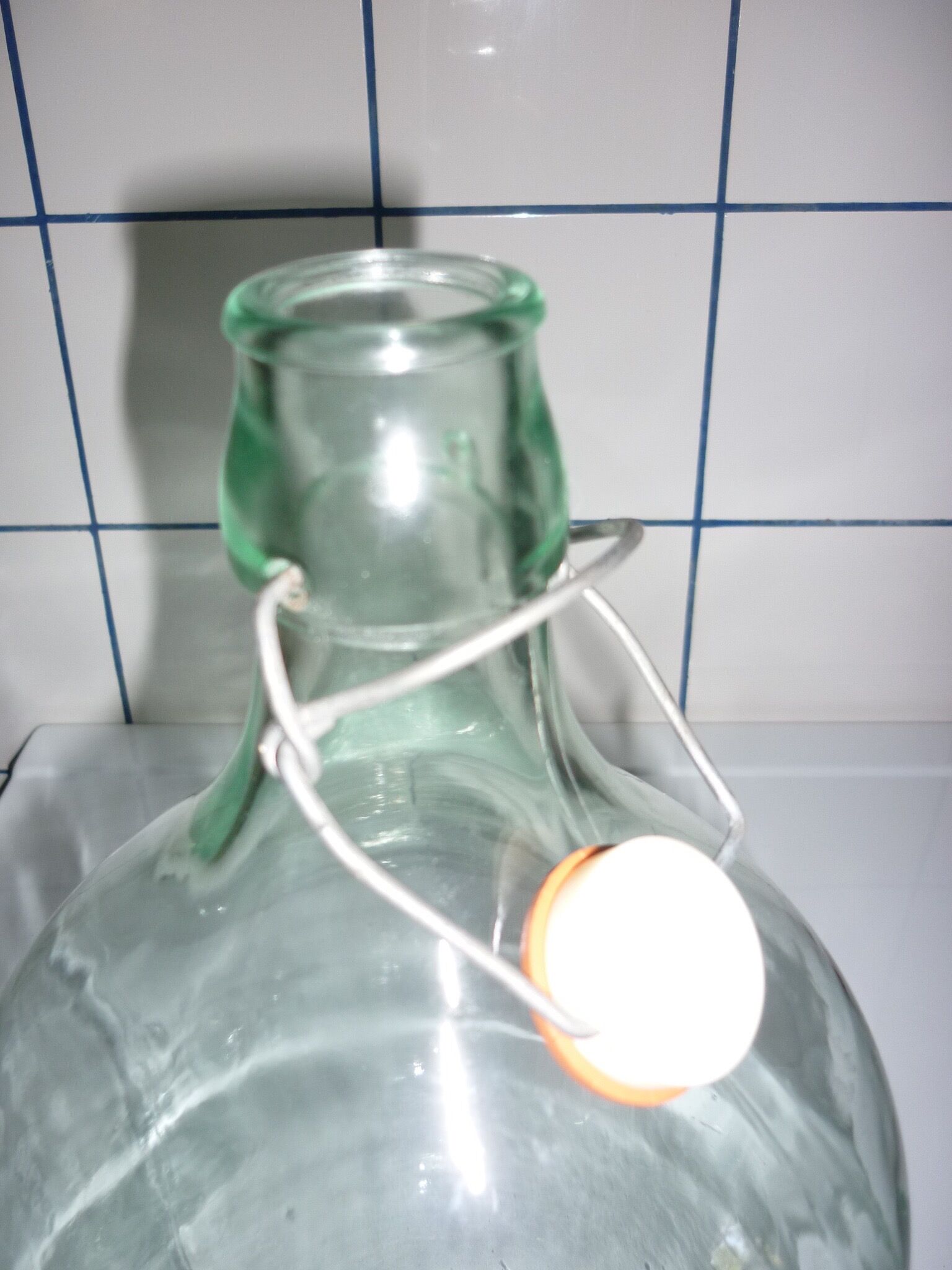 5L glass bottle with stirrup cap