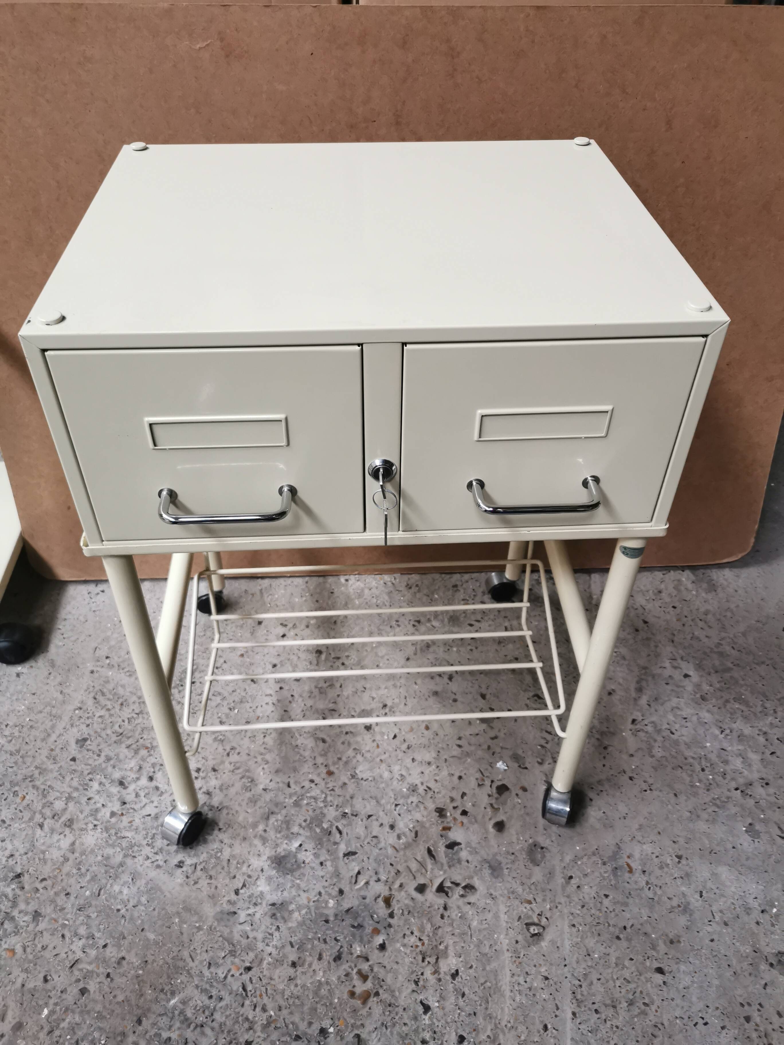Vintage storage unit, 8 lockers, industrial design in metal