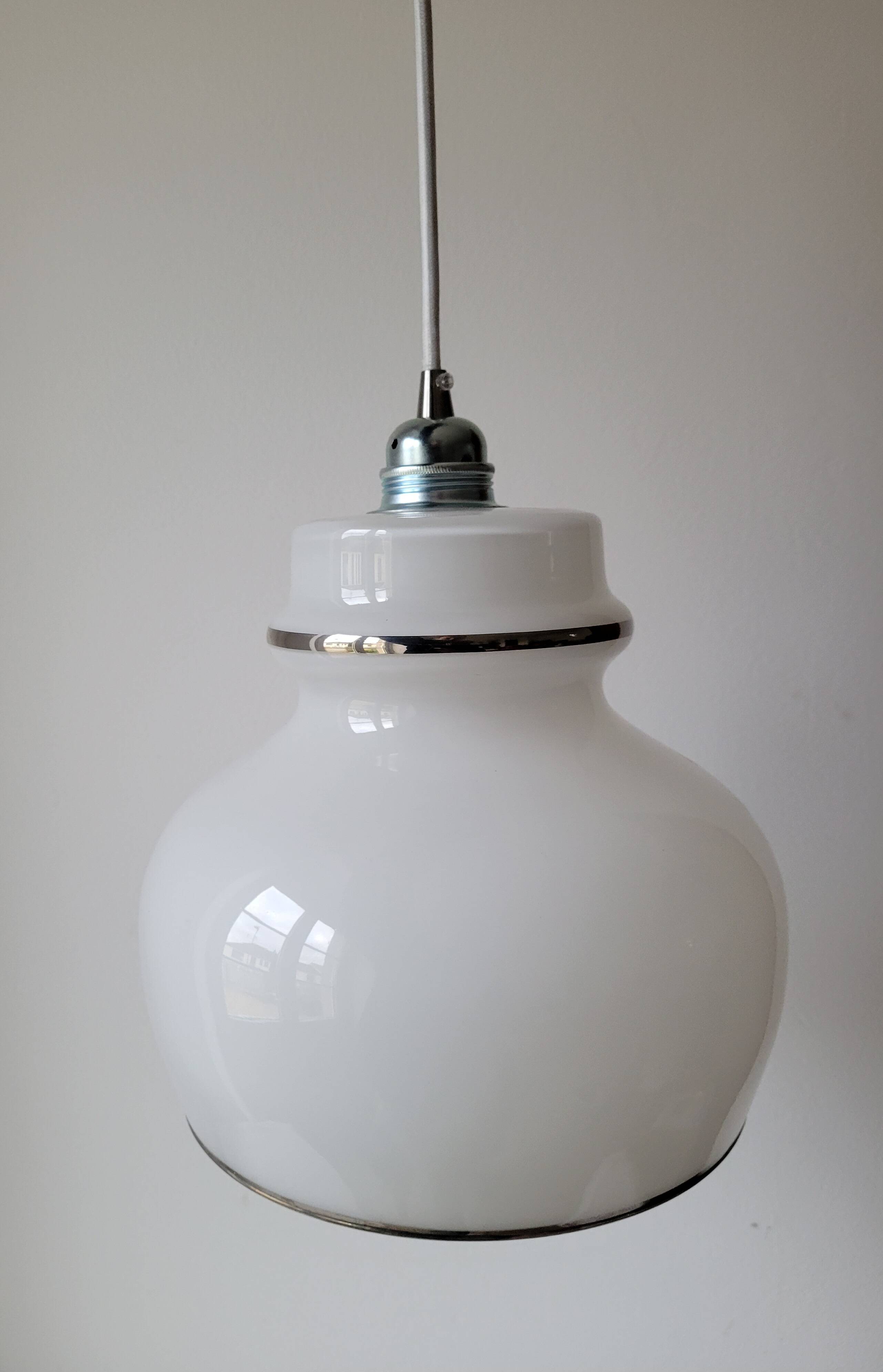 White opaline pendant light