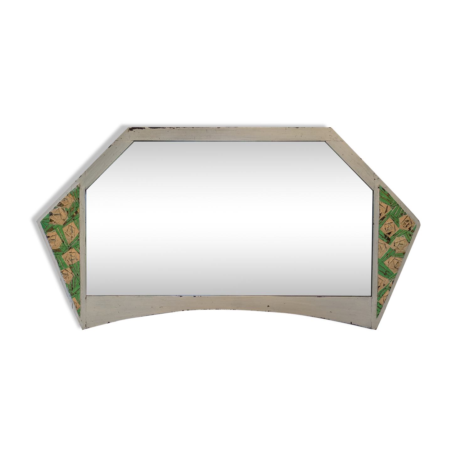 Beveled hexagonal mirror shabby chic style 79 x 42 cm