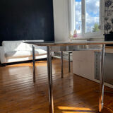 Marble effect table and chrome legs