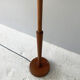 Vintage retro teak floor standard lamp / large fringed floral shade