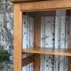 Solid raw oak school glass cabinet 1950