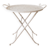 Table d'appoint style romantique en métal blanc