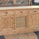 Renovated solid raw wood and cane sideboard - 3-door buffet