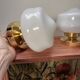 Pair of white opaline globe wall lights
