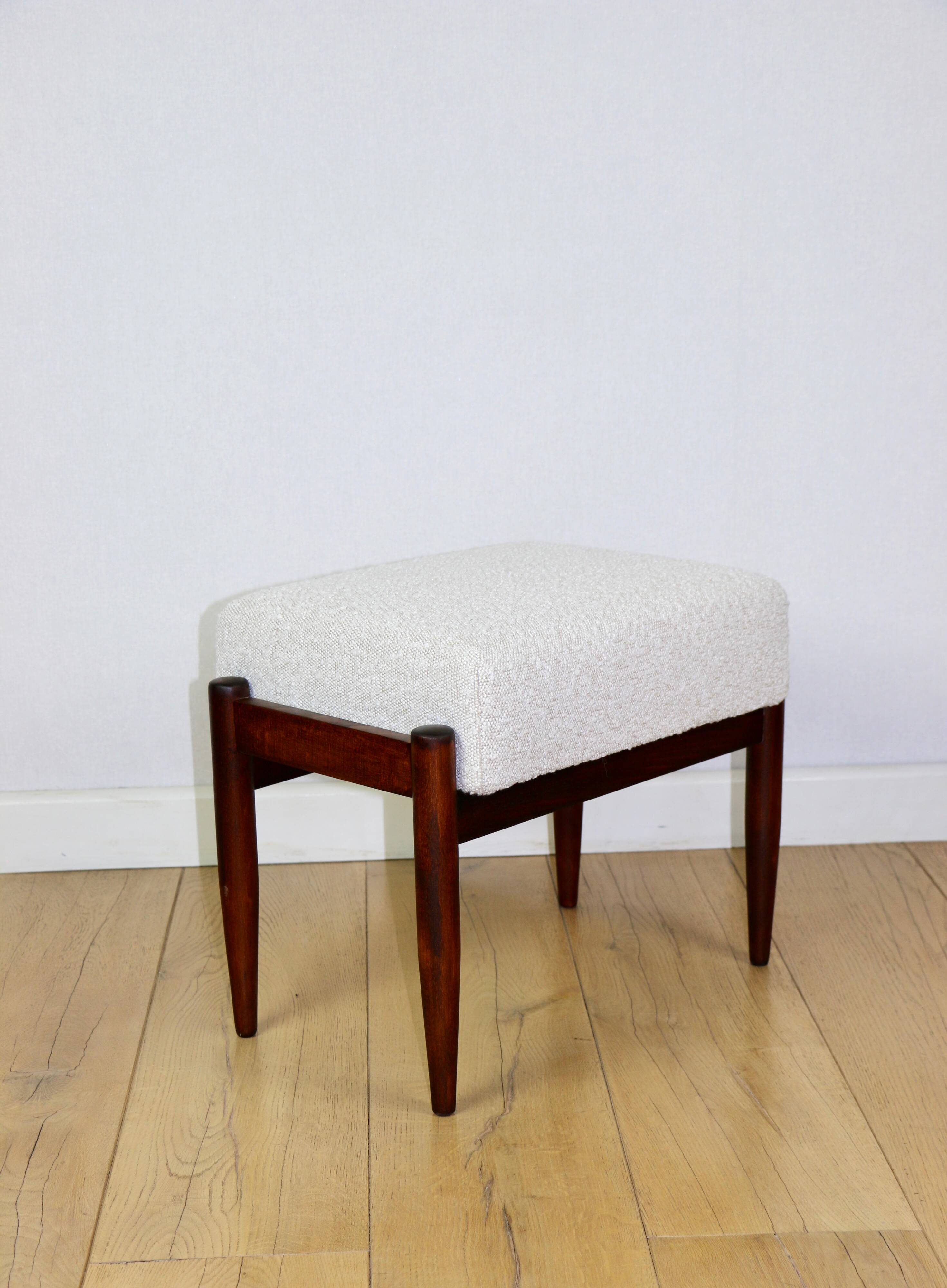 Edmund Homa stool, cream ivory white boucle seat - 2 pieces available