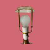 Rare Large Søholm Ceramic Lamp | Brown/green Color With Red Lampshade - Danish Ceramic Lamp