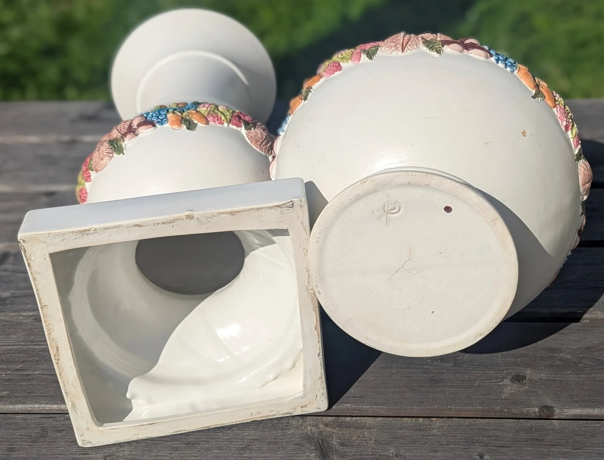 Large column vase holder with ceramic pot cache Belle Époque