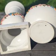 Grande colonne porte-vase avec cache pot céramique Belle époque