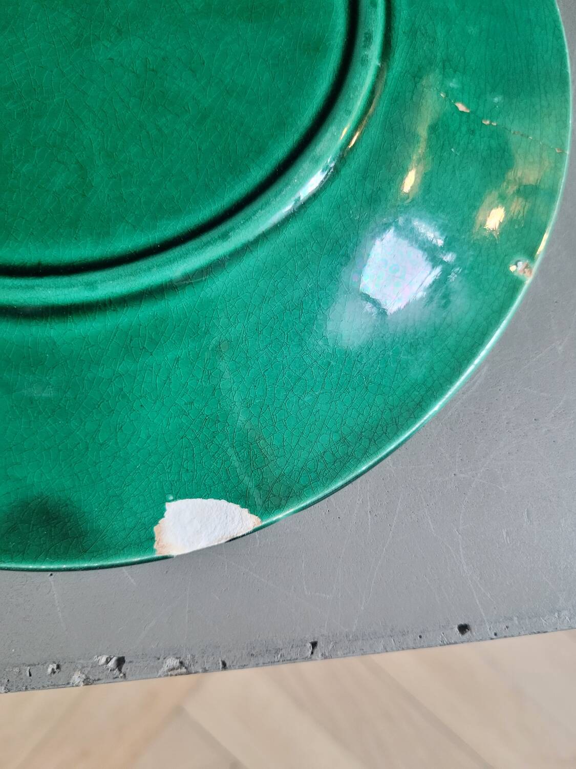 Three green slip plates