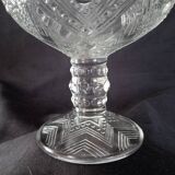 Candy box on foot in cut crystal with Art Deco geometric patterns