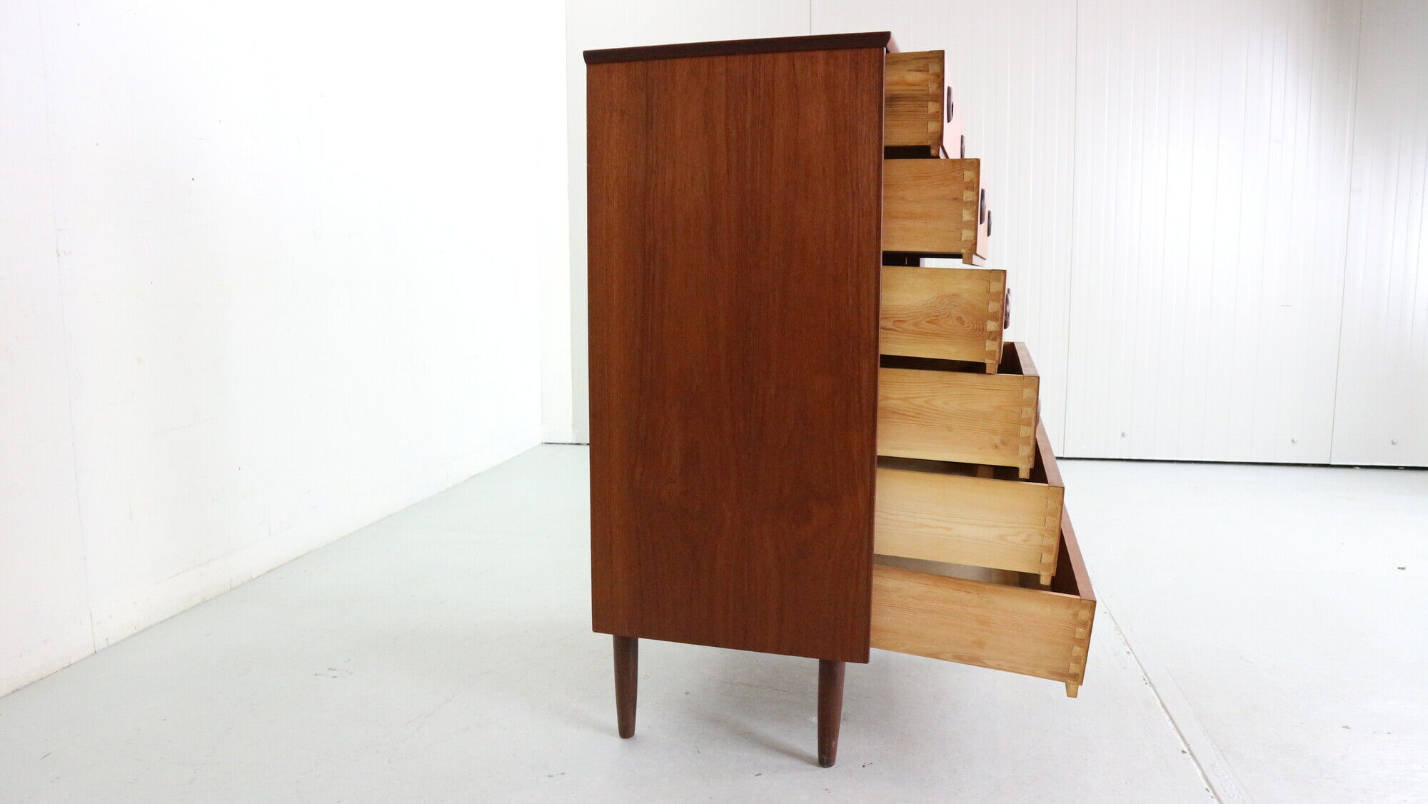 Mid-Century Modern Danish Chest of Six Drawers, Tallboy in Teak, Denmark, 1960s