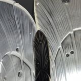 Art Deco Chandelier Sandblasted Pressed Glass, Nickel-plated Bronze 1930