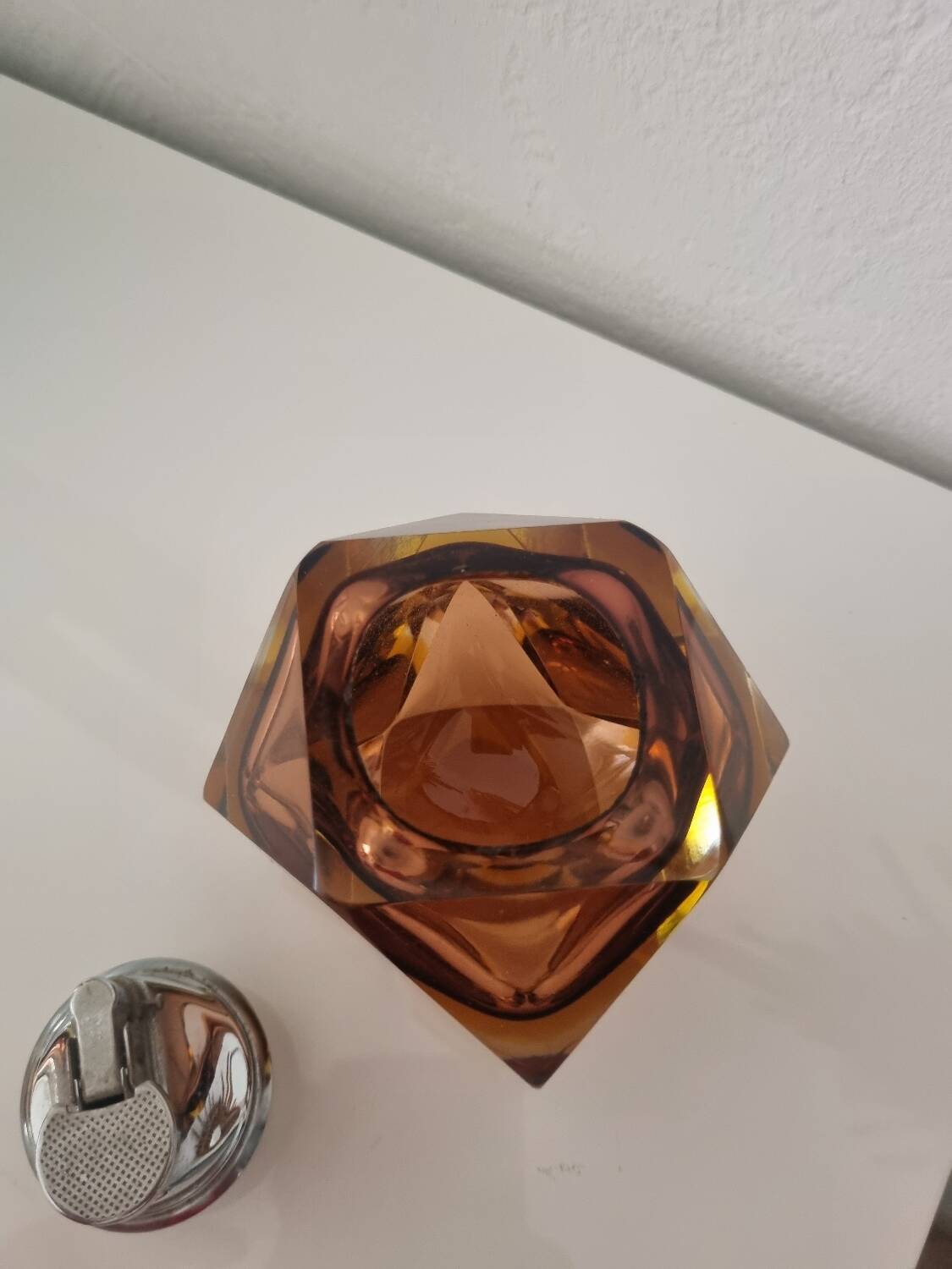 Sommerso Murano set: ashtray + table lighter