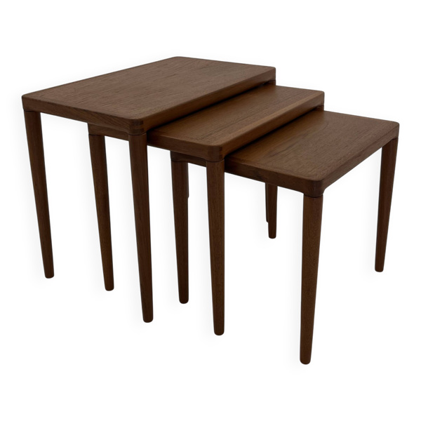 Tables gigognes en teck, Danemark, années 1960, lot de 3
