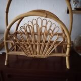 Vintage rattan magazine holder
