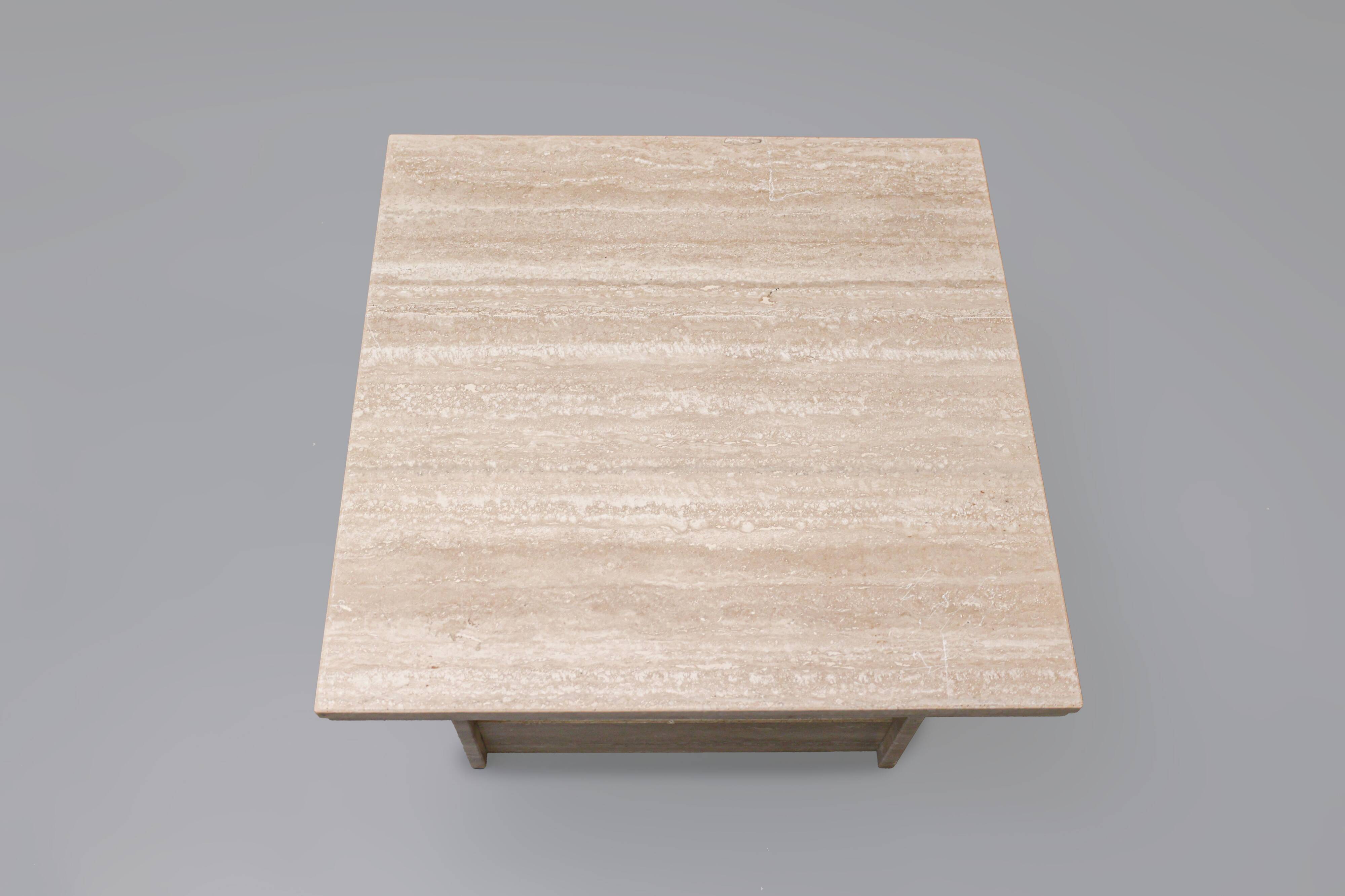 Vintage Italian travertine side table / nightstand