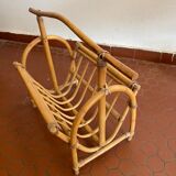 Vintage rattan magazine holder