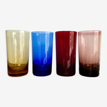 4 coloured long drink glasses