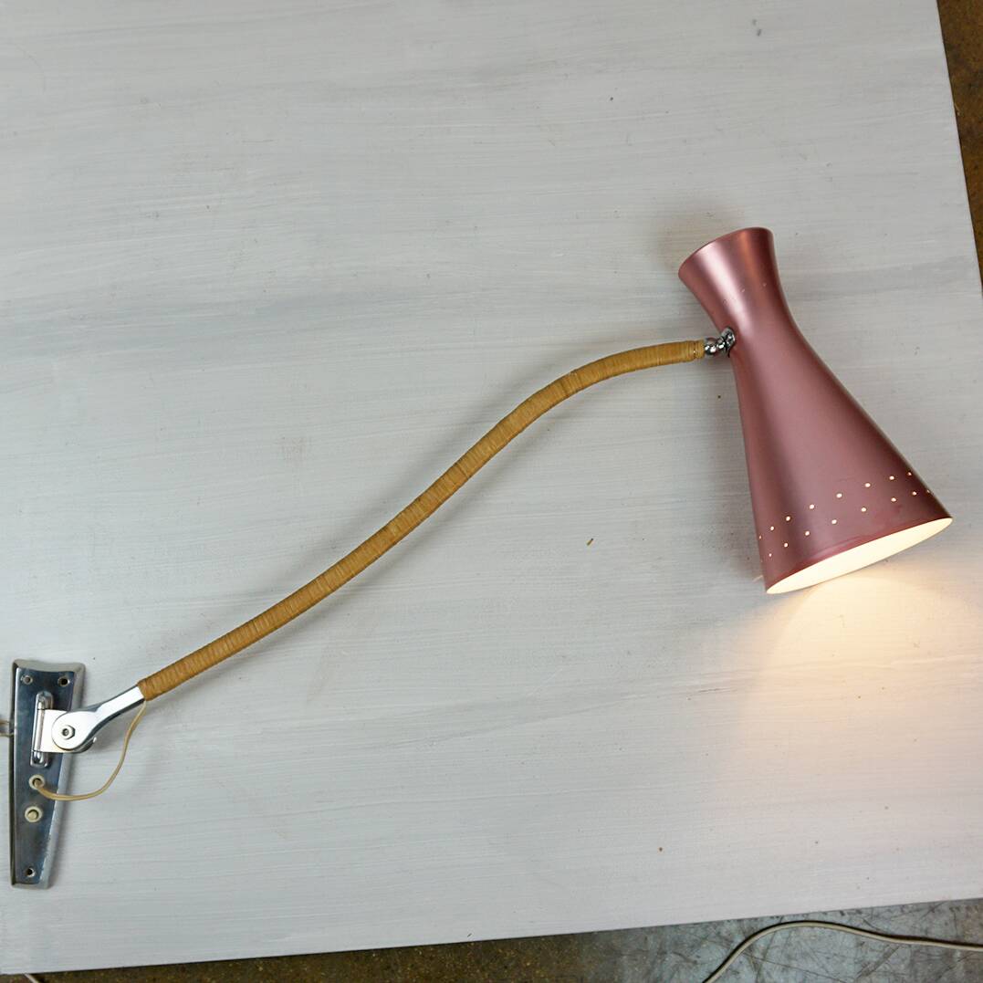 Mid-century Austrian pink wall lamp by Rupert Nikoll