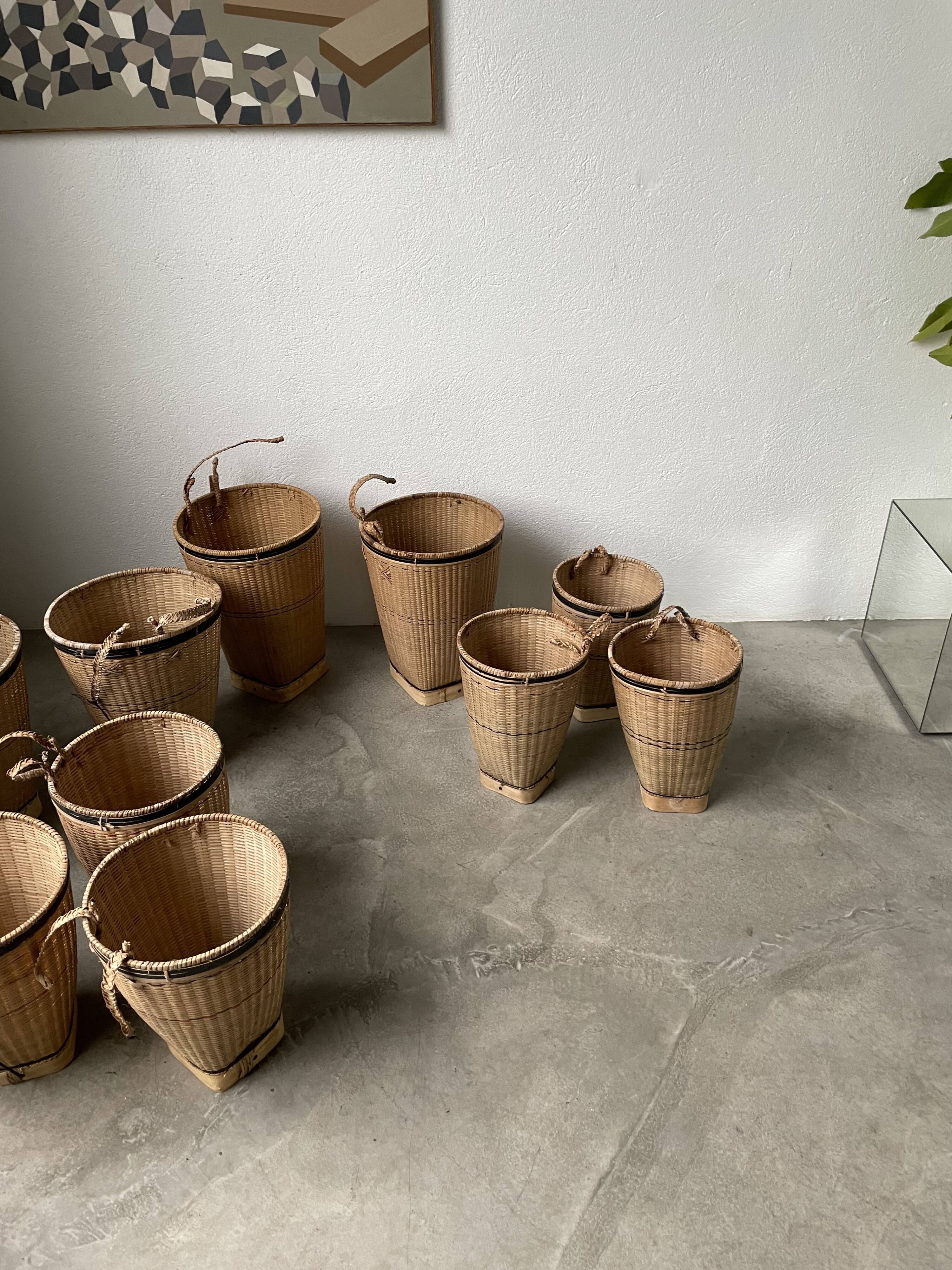 Lot of old grocery baskets