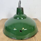 Industrial British Green Enamel Factory Pendant Lamp, 1960s