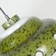 Mid century pendant light enamel metal white glass 1960s