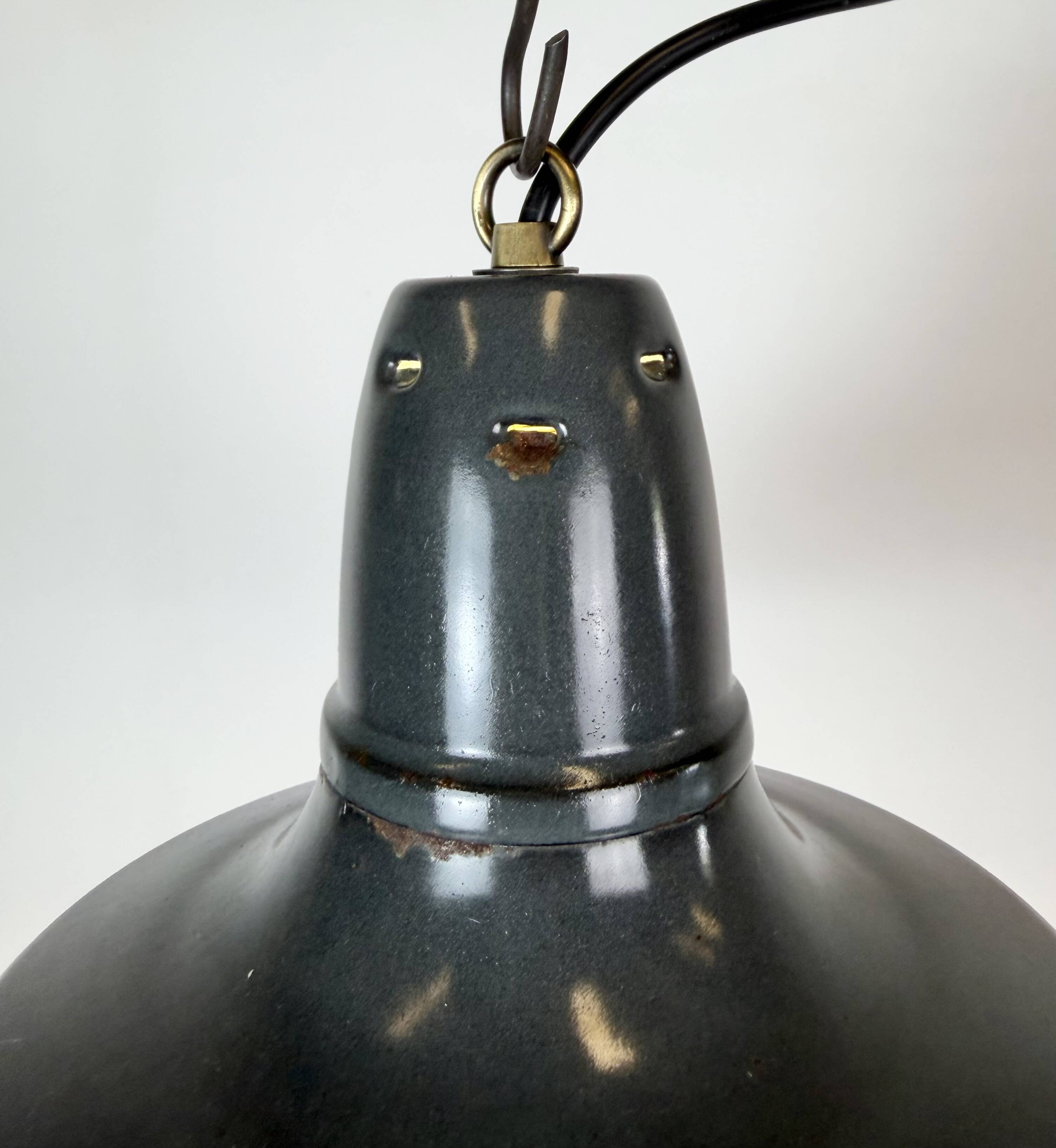 Industrial French Black Enamel Factory Pendant Lamp, 1960s