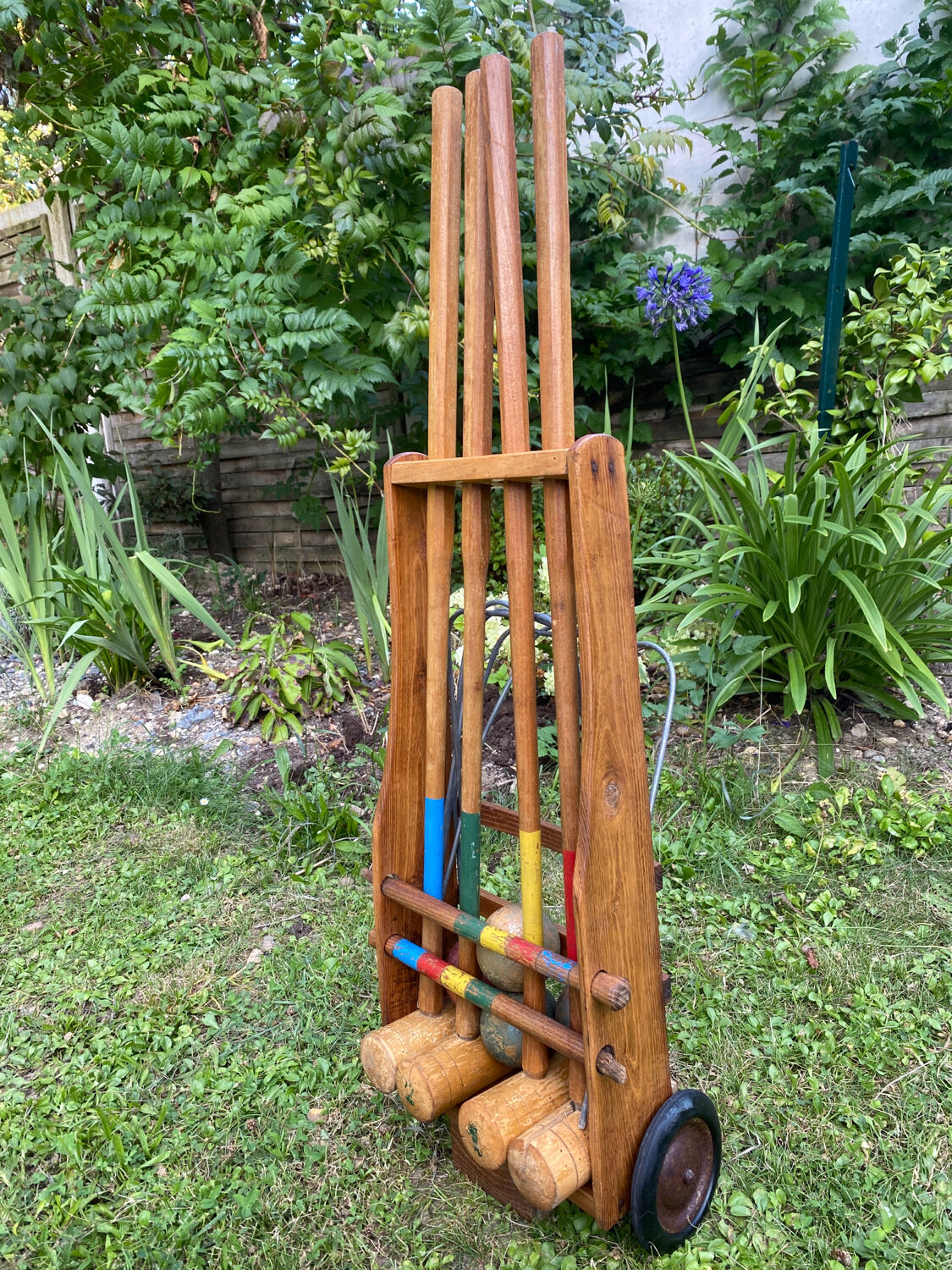 Old wooden croquet set