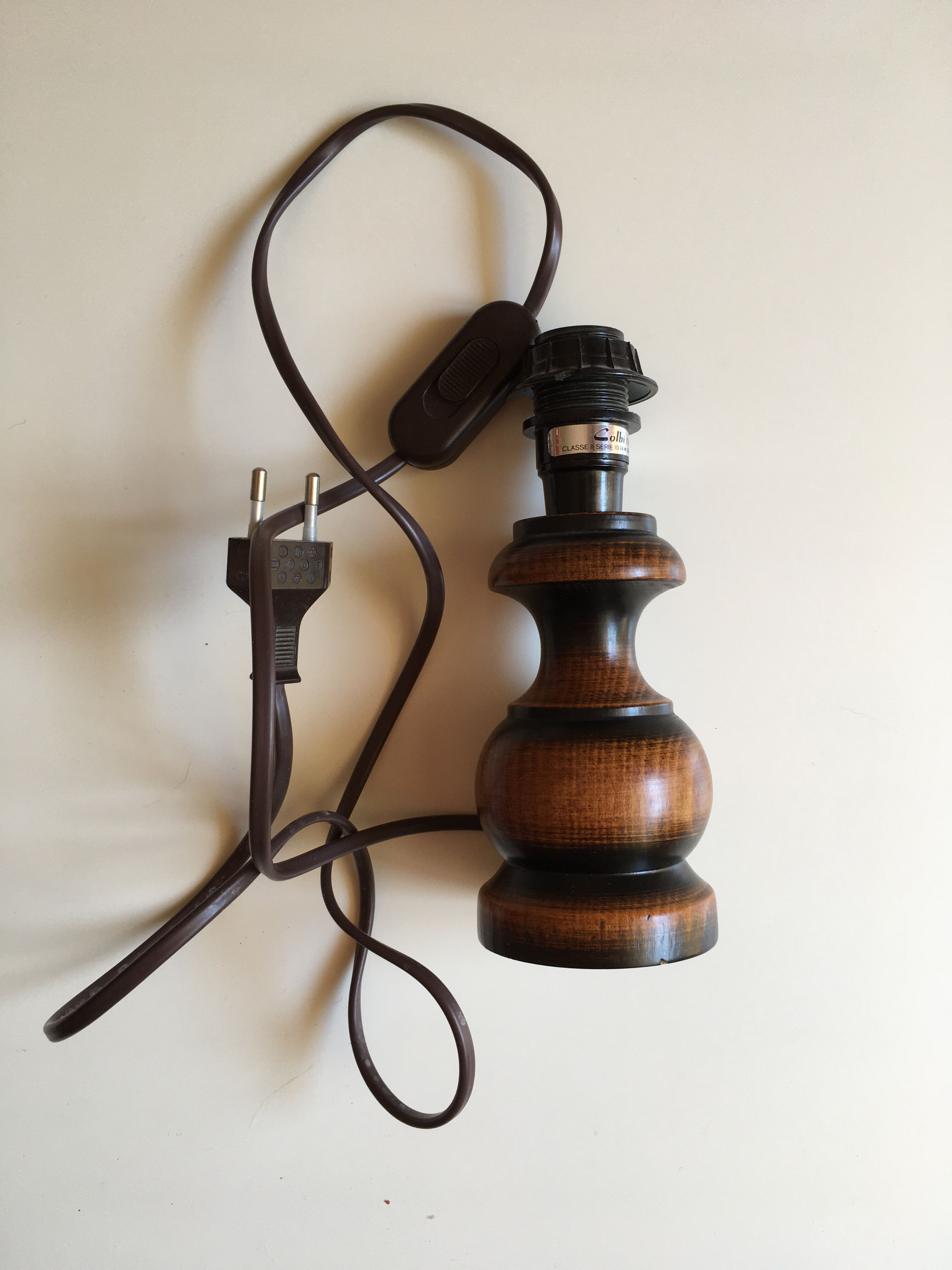 Vintage turned solid wooden lamp foot