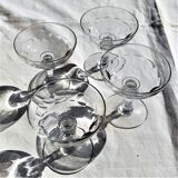 Champagne glasses 1 set of 4 crystal with flat ribs on curve