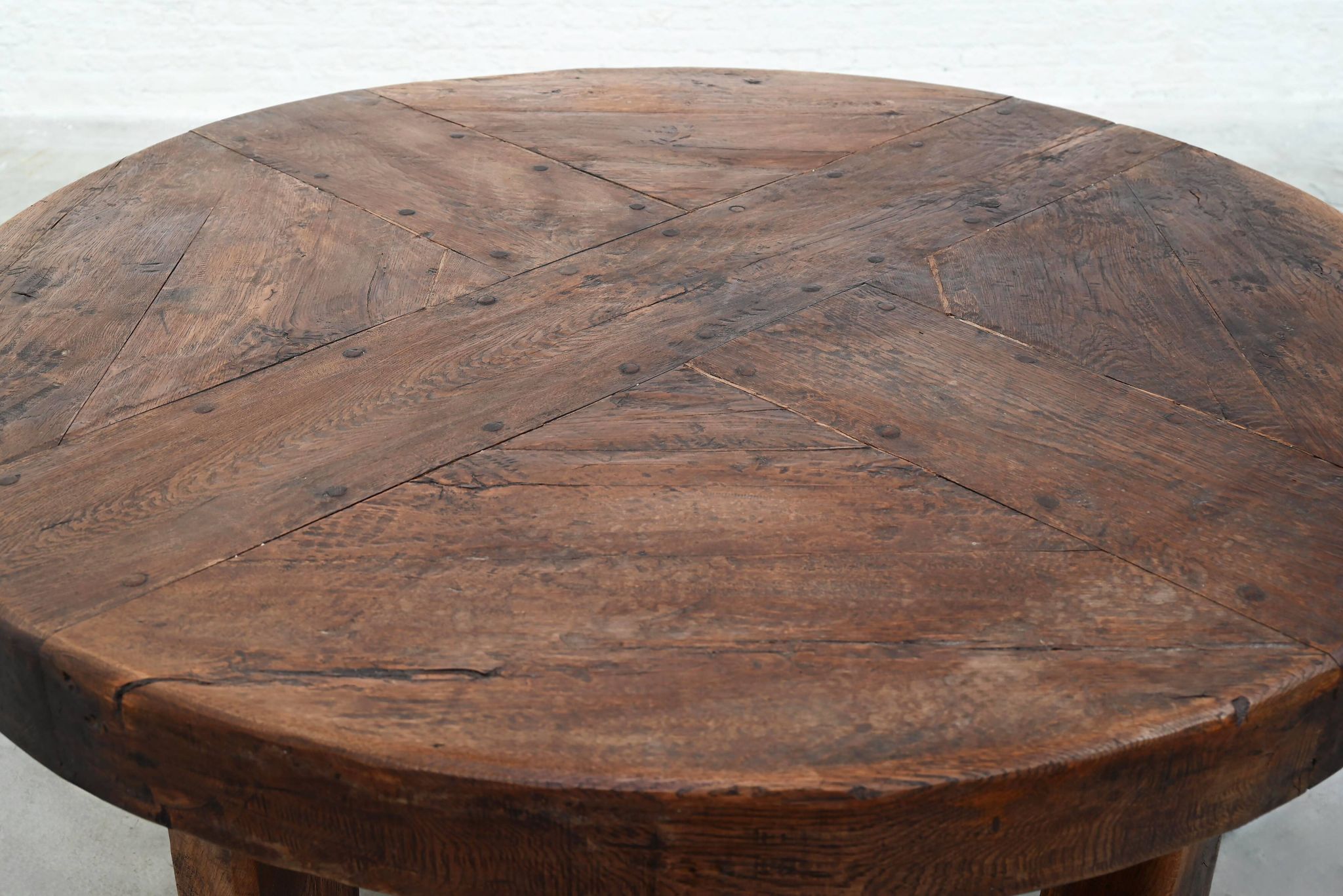 Rustic Brutalist Wooden Dining Table, France 1920s